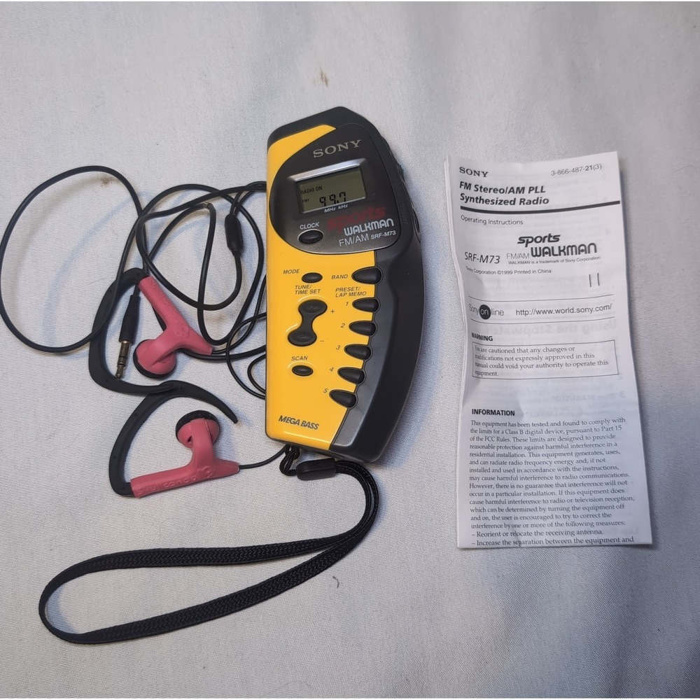 Vintage Sony Walkman Sports SRF-M73 Handheld AM/FM Radio WORKS